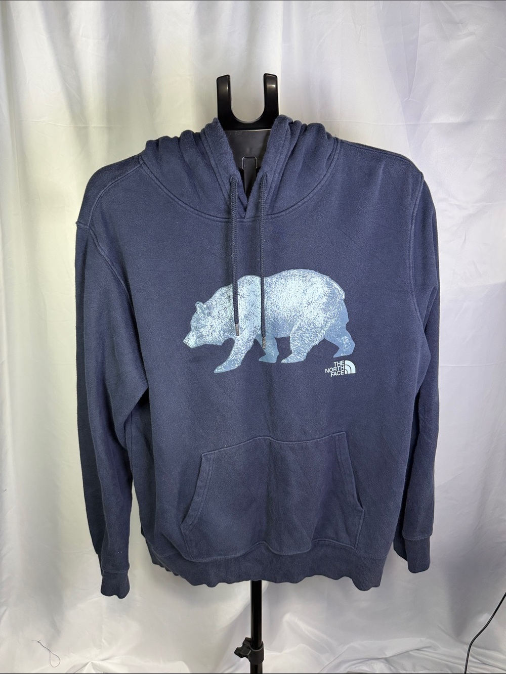 The North Face Men's Navy Crewneck Hoodie with Bear Graphic